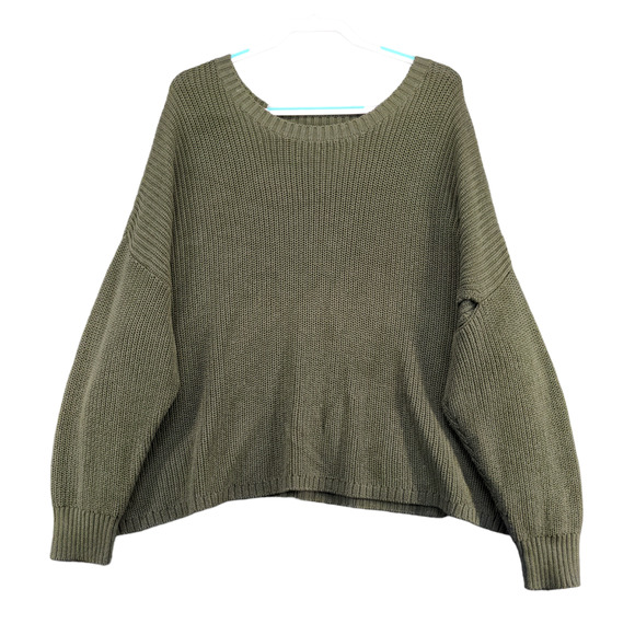 Torrid Women's Knit Sweater Green Plus Size 3 Ribbed Trim Cotton Blend - Picture 1 of 13